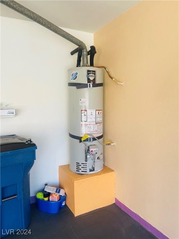 utility room with water heater