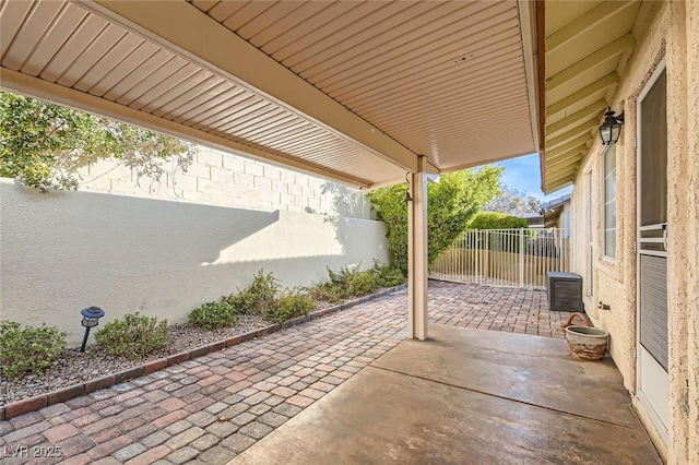 view of patio with central AC unit