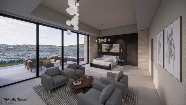 bedroom featuring floor to ceiling windows