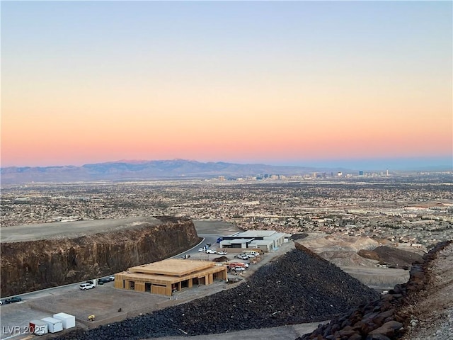 view of aerial view at dusk