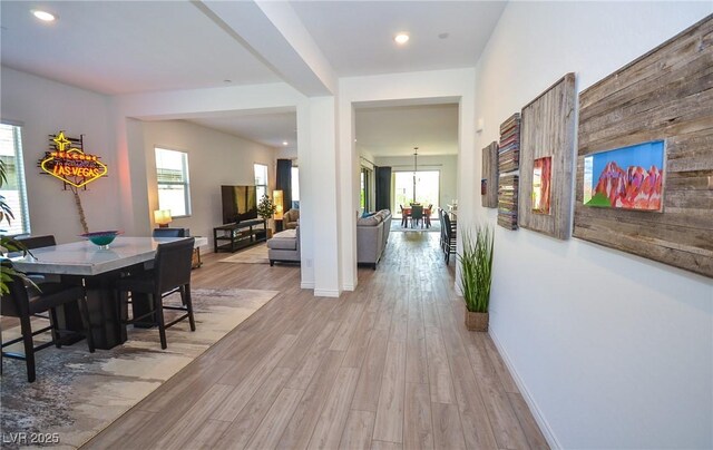 hall featuring light wood-type flooring