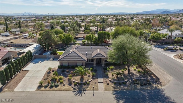 bird's eye view with a mountain view