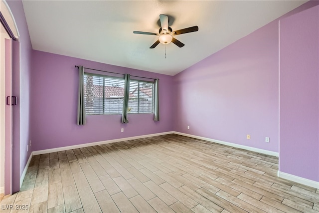 unfurnished room with light hardwood / wood-style floors and ceiling fan