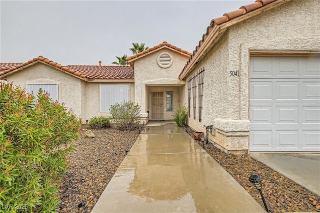 exterior space with a garage