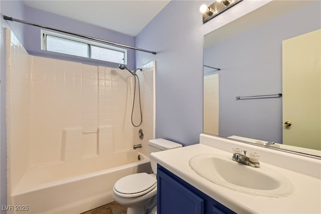 full bathroom featuring vanity, toilet, and shower / bathtub combination