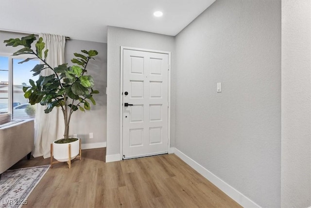 foyer entrance with light hardwood / wood-style floors