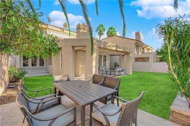 view of patio featuring a grill