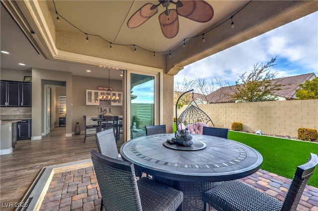 view of patio / terrace with ceiling fan