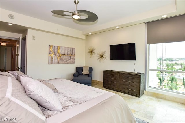 bedroom featuring ceiling fan