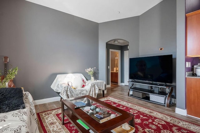 living room with hardwood / wood-style flooring