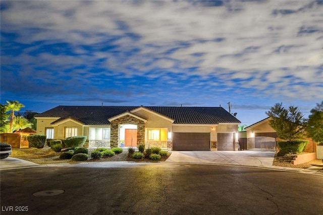 view of front of house with a garage