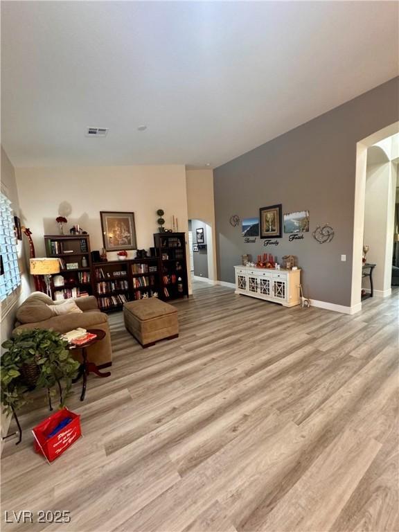 living room featuring light hardwood / wood-style flooring