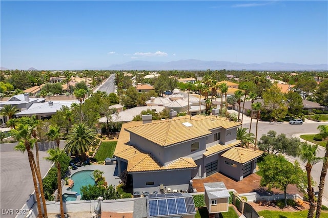 birds eye view of property featuring a residential view and a mountain view