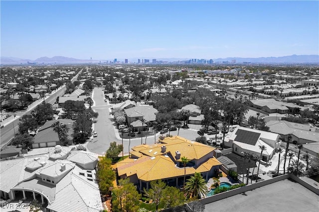 bird's eye view with a mountain view