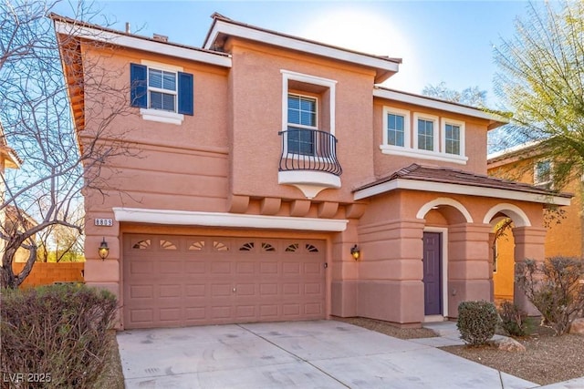 view of front of property with a garage