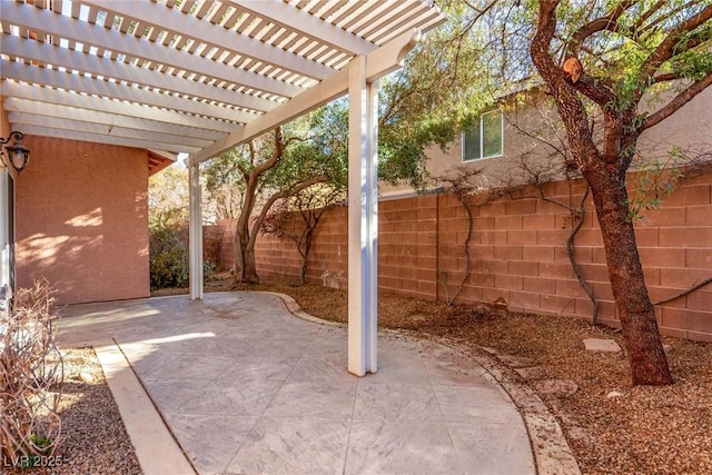 view of patio / terrace featuring a pergola