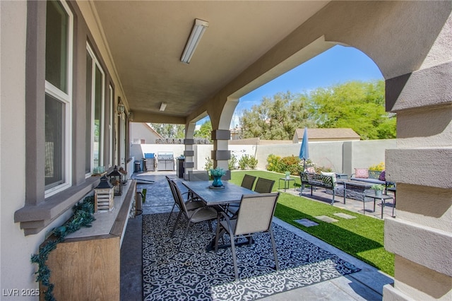 view of patio / terrace featuring an outdoor hangout area