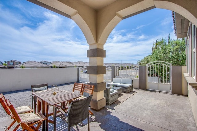 view of patio featuring an outdoor living space