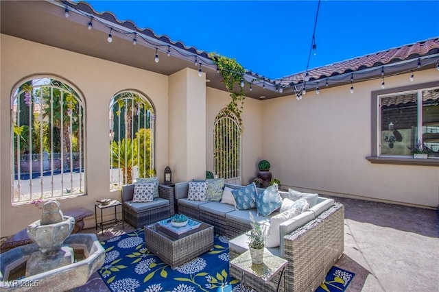 view of patio featuring an outdoor living space