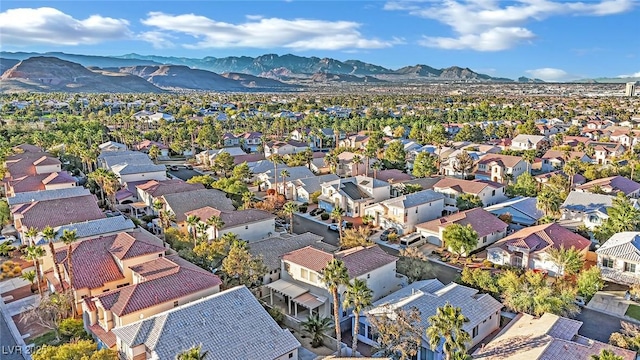 drone / aerial view with a mountain view