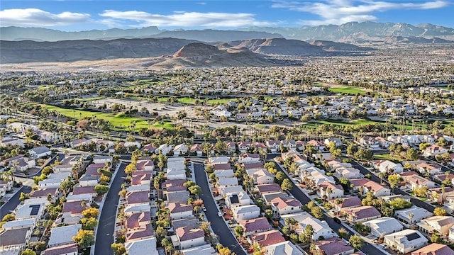 drone / aerial view with a mountain view