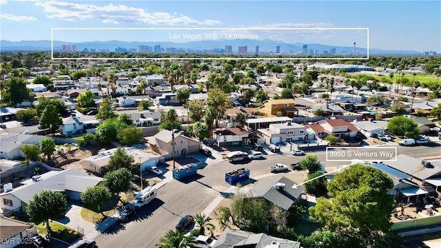 aerial view with a mountain view