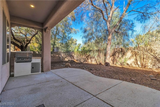 view of patio with a grill and area for grilling