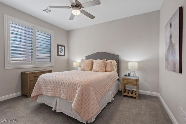 bedroom with carpet and ceiling fan