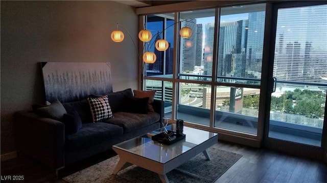 living room featuring hardwood / wood-style flooring