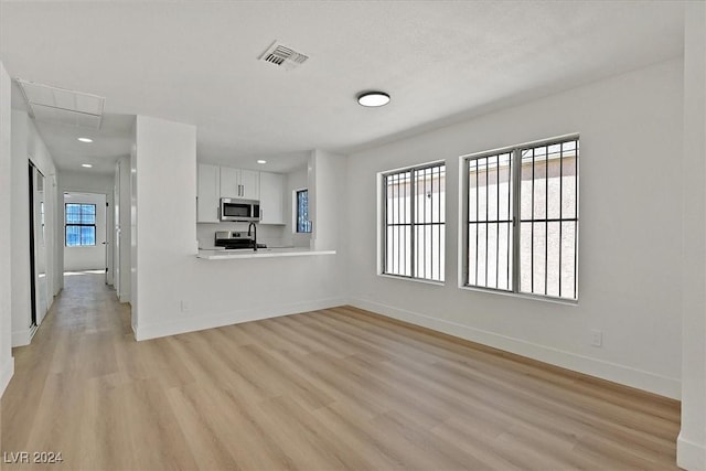 unfurnished living room featuring light hardwood / wood-style floors