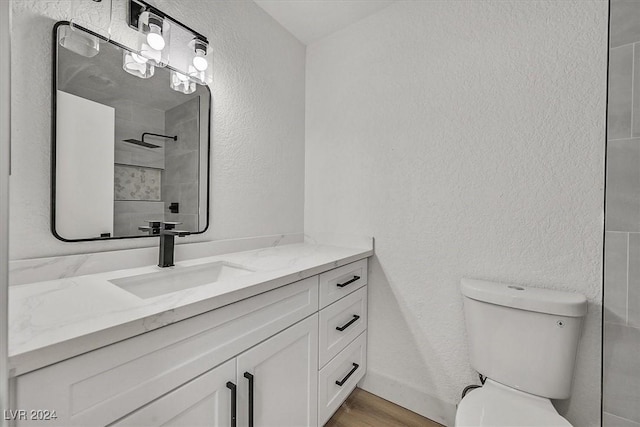 bathroom featuring hardwood / wood-style floors, vanity, and toilet