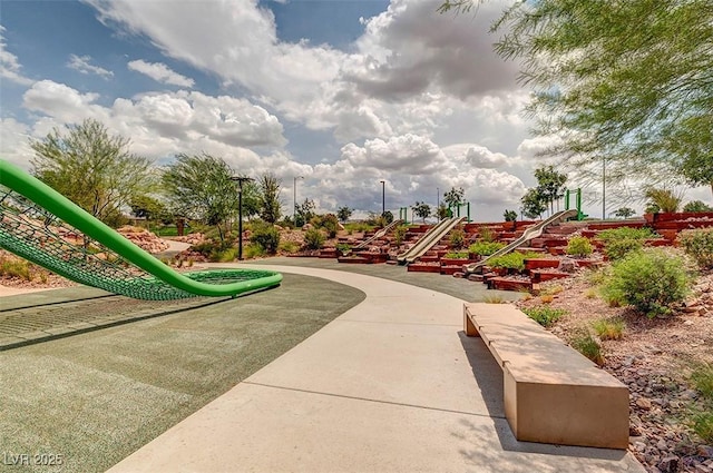 view of community with a playground