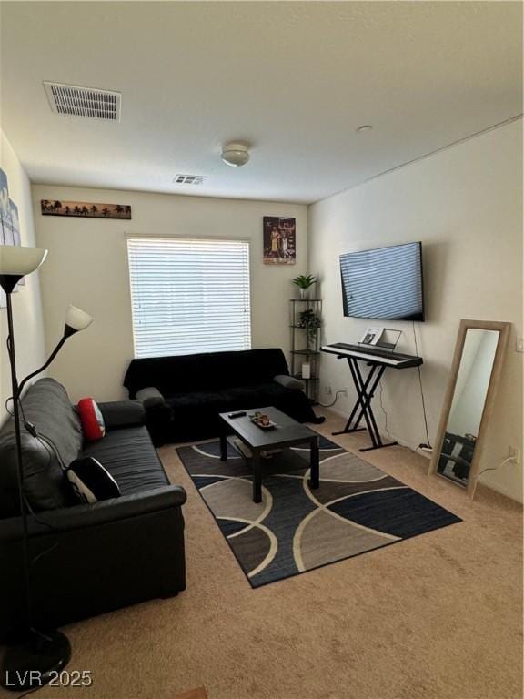 living room with carpet