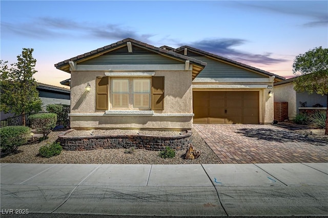 view of front of house with a garage