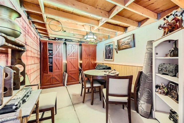 dining room featuring beam ceiling