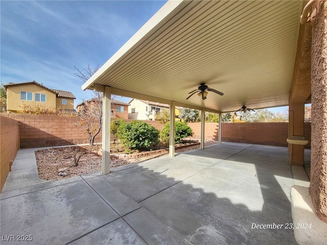 view of patio with ceiling fan