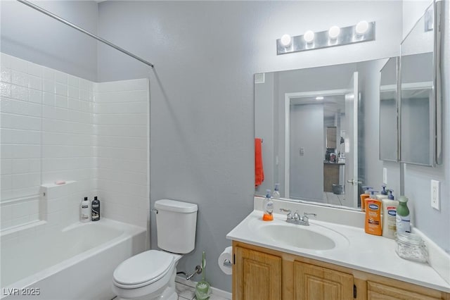 full bathroom with vanity, toilet, and shower / bath combination