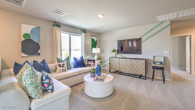 living room featuring carpet flooring