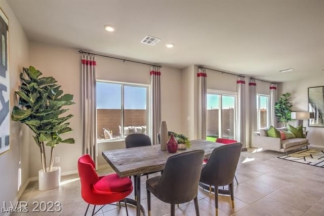 view of tiled dining space