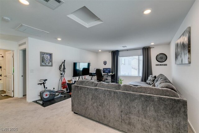 living room with carpet flooring