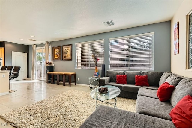 view of tiled living room