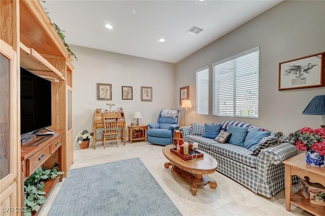 view of tiled living room