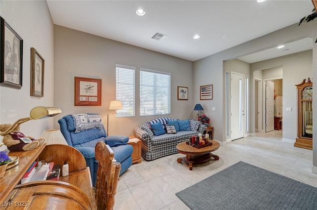 view of tiled living room