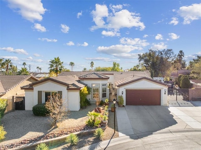 single story home with a garage