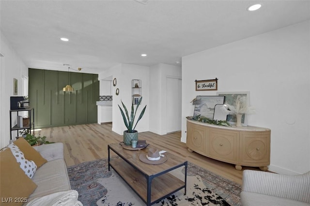 living room with hardwood / wood-style flooring