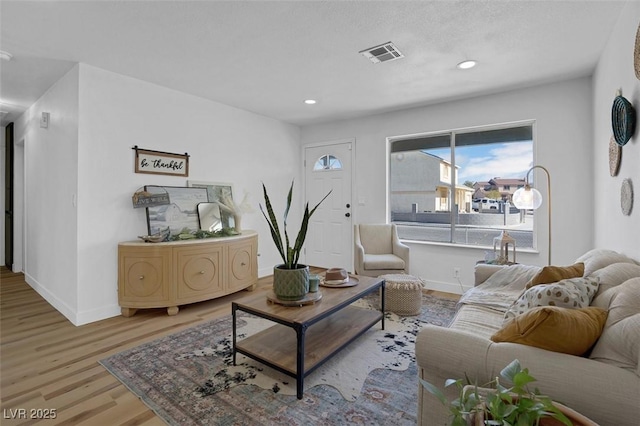 living room featuring light hardwood / wood-style floors