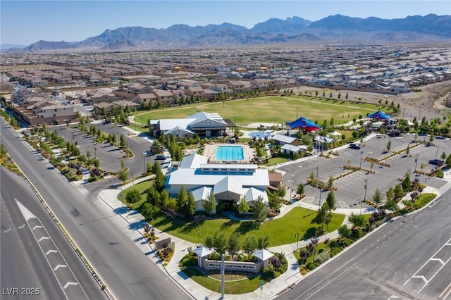 aerial view with a mountain view