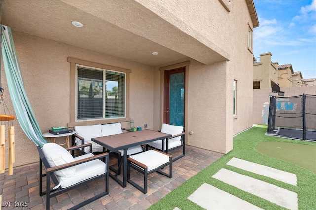 view of patio / terrace featuring a trampoline