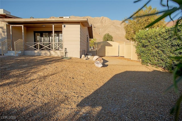 exterior space featuring a mountain view