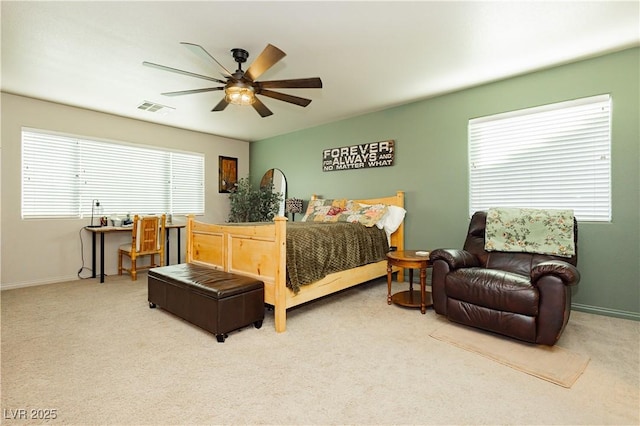 bedroom with carpet and ceiling fan